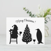 silhouette snewman pinguin kerst elegant kaart (Staand voorkant)