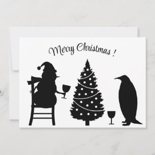 silhouette snewman pinguin kerst elegant kaart