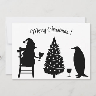 silhouette snewman pinguin kerst elegant kaart