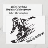 Silhouette Snowboarding Mountain Verjaardag Uitnod Kaart (Voorkant / Achterkant)