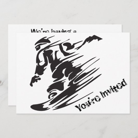 Silhouette Snowboarding Mountain Verjaardag Uitnod Kaart (Voorkant / Achterkant)