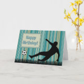 Silhouette Soccer Player Boy Birthday Card Kaart (Gele Bloem)