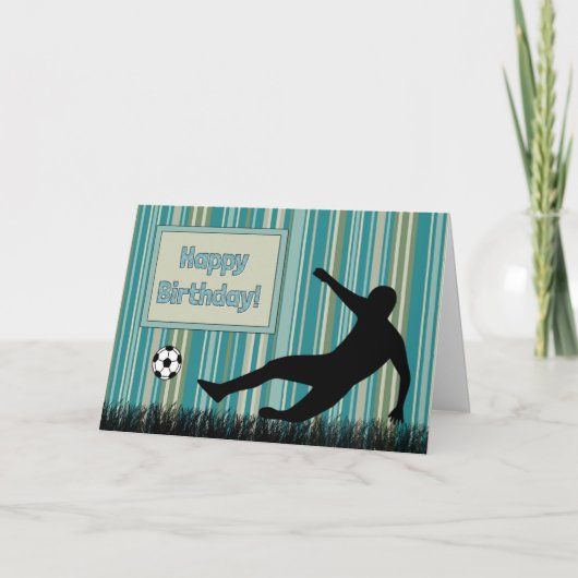 Silhouette Soccer Player Boy Birthday Card Kaart (Voorkant)