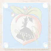  Silhouette Southern Lady op Georgia Peach Glazen Onderzetter (Achterkant)