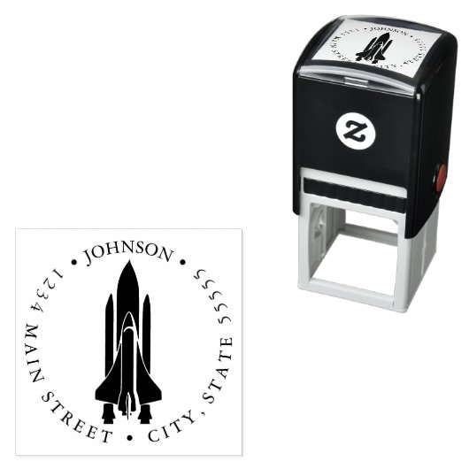 Silhouette Space Shuttle Lancering Retourlabel Zelfinktende Stempel (In situ)