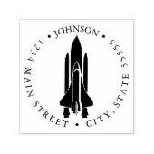 Silhouette Space Shuttle Lancering Retourlabel Zelfinktende Stempel (Design)