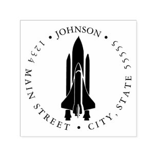 Silhouette Space Shuttle Lancering Retourlabel Zelfinktende Stempel