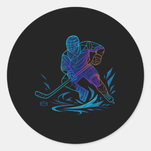 Silhouette Sports Puck Atleet Actie Kunst Hockey P Ronde Sticker