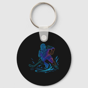 Silhouette Sports Puck Atleet Actie Kunst Hockey P Sleutelhanger