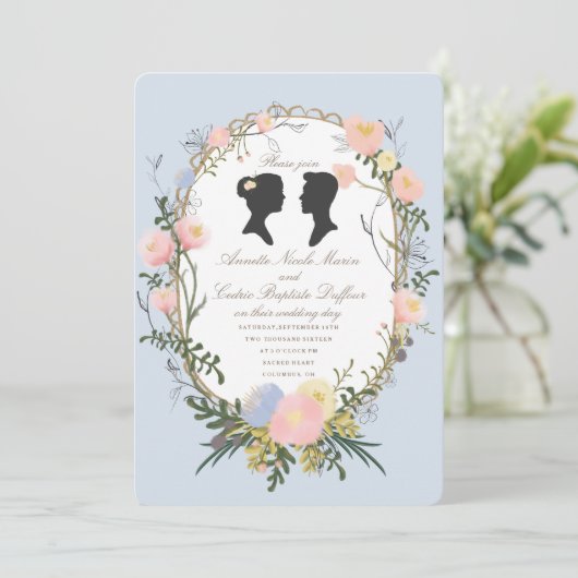  Silhouette Spring Bloemen Huwelijk Kaart (Staand voorkant)