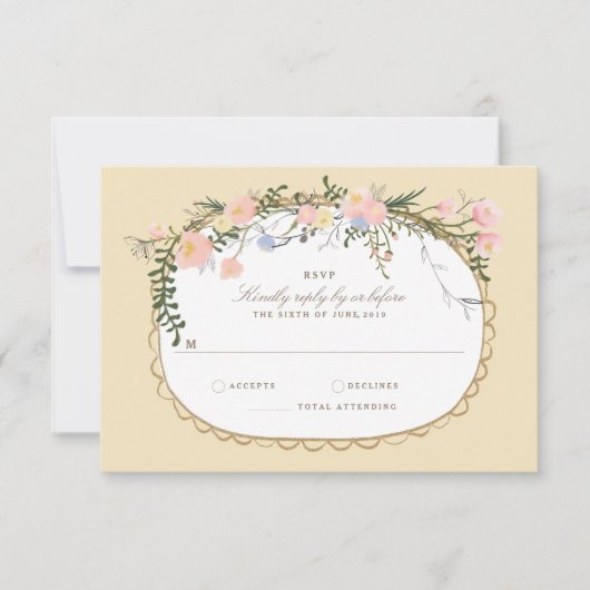 Silhouette Spring Bloemen Huwelijk RSVP (Voorkant)