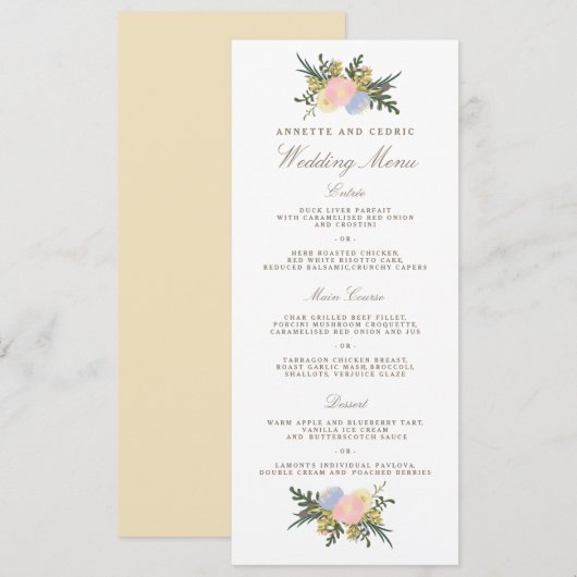  Silhouette Spring Floral Wedding Menu (Voorkant / Achterkant)