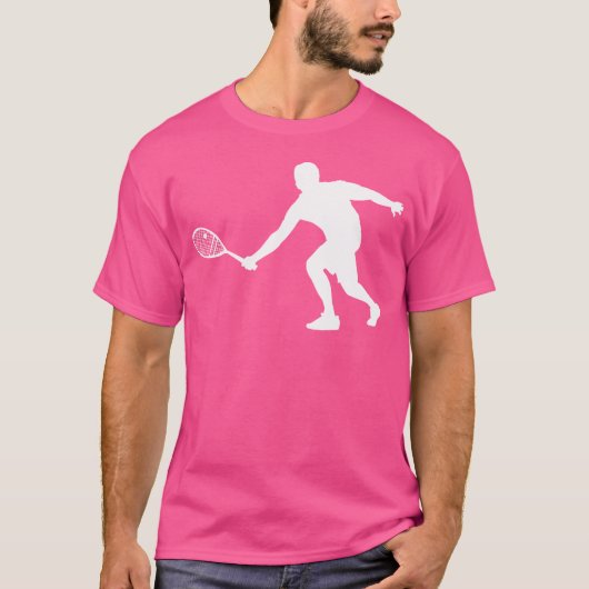 Silhouette Squash Speler Bal Racket Racket Tennis T-shirt (Voorkant)