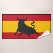 Silhouette stier op Spaanse vlag Badhanddoek (Badhanddoek)