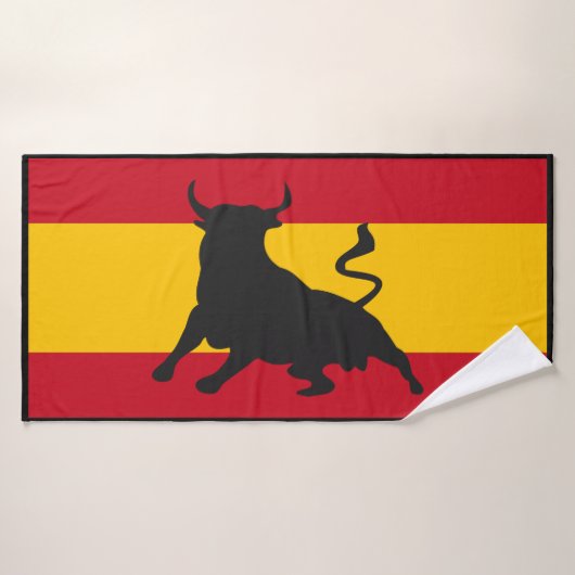 Silhouette stier op Spaanse vlag Badhanddoek (Badhanddoek)
