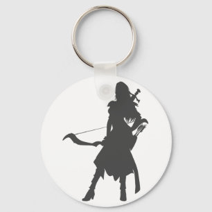 Silhouette-strijder - Kies achtergrondkleur Sleutelhanger