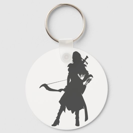 Silhouette-strijder - Kies achtergrondkleur Sleutelhanger (Voorkant)