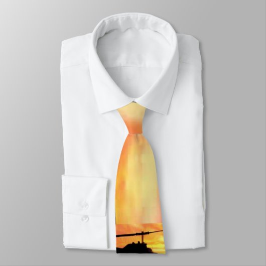 silhouette Sunset Helicopter Golf Stropdas (Gebonden)