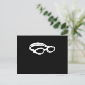Silhouette Swimming Lover Swim Goggles Funny Swimm Aankondigingskaart (Staand voorkant)