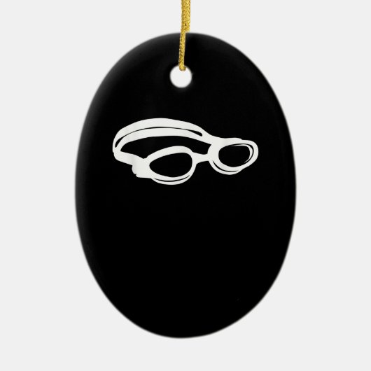 Silhouette Swimming Lover Swim Goggles Funny Swimm Keramisch Ornament (Voorkant)