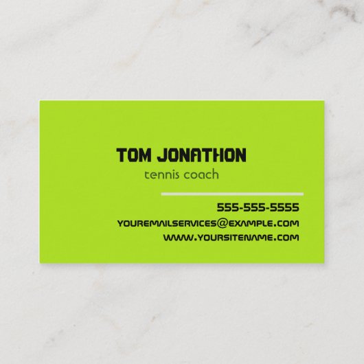 Silhouette Tennis Player Black yellow Tennis coach Visitekaartje (Achterkant)