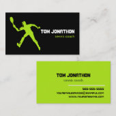 Silhouette Tennis Player Black yellow Tennis coach Visitekaartje (Voorkant / Achterkant)