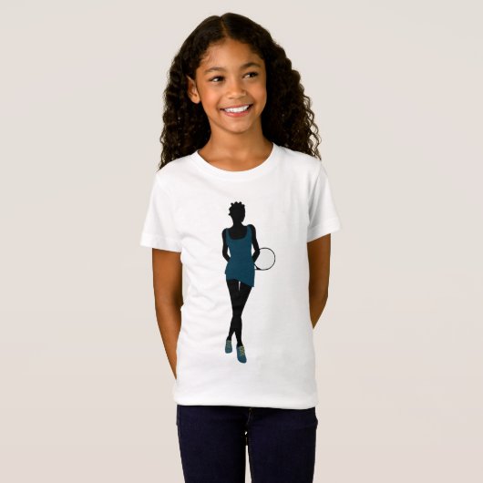 Silhouette Tennisspeler Meisjes T-shirt (Voorkant volledig)