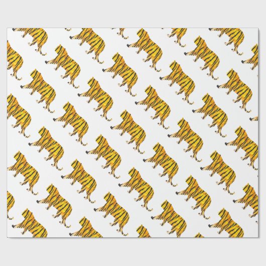 Silhouette Tiger Black en Sinaasappel Cadeaupapier (Vlak)