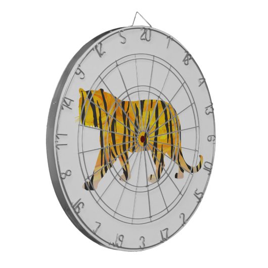 Silhouette Tiger Black en Sinaasappel Dartbord (Voorkant Links)