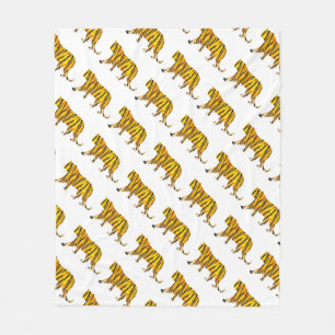 Silhouette Tiger Black en Sinaasappel Fleece Deken