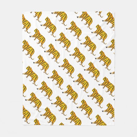 Silhouette Tiger Black en Sinaasappel Fleece Deken (Voorkant)