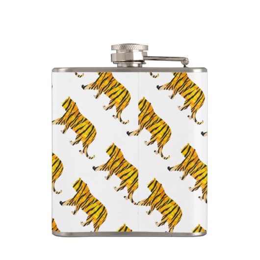 Silhouette Tiger Black en Sinaasappel Heupfles (Achterkant)