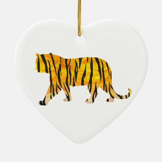 Silhouette Tiger Black en Sinaasappel Keramisch Ornament (Achterkant)
