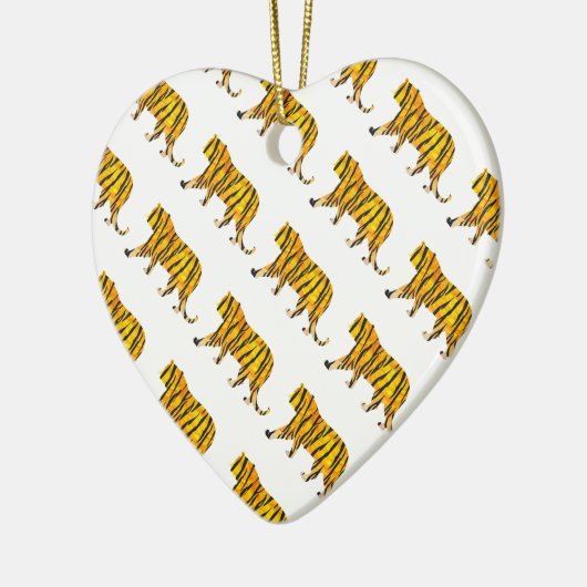 Silhouette Tiger Black en Sinaasappel Keramisch Ornament (Links)