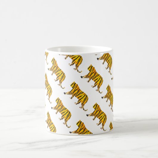 Silhouette Tiger Black en Sinaasappel Magische Mok (Center)