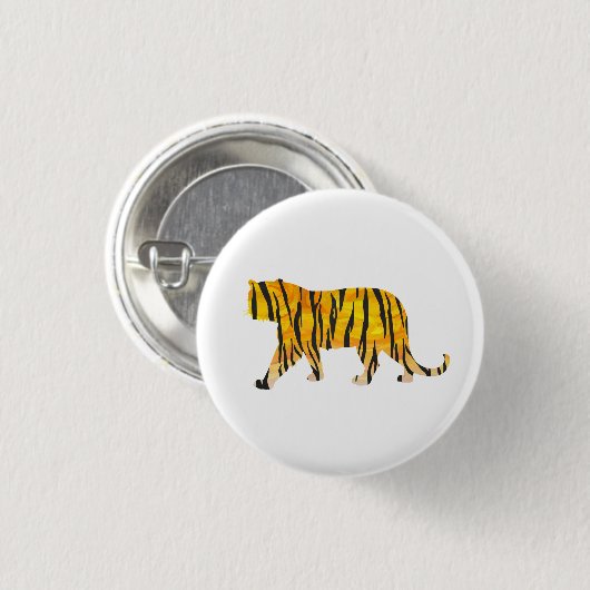 Silhouette Tiger Black en Sinaasappel Ronde Button 3,2 Cm (Voorkant /achterkant)