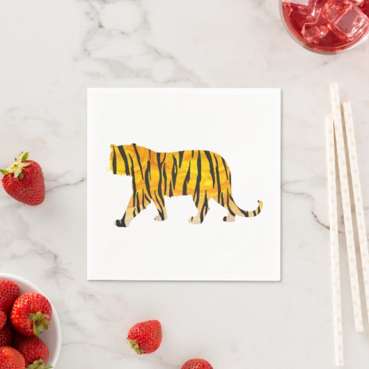 Silhouette Tiger Black en Sinaasappel Servetten (Insitu)