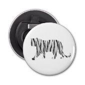 Silhouette Tiger Black en White Button Flesopener (Voorkant)