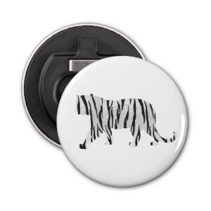 Silhouette Tiger Black en White Button Flesopener