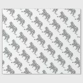 Silhouette Tiger Black en White Cadeaupapier (Vlak)