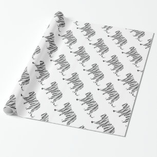 Silhouette Tiger Black en White Cadeaupapier