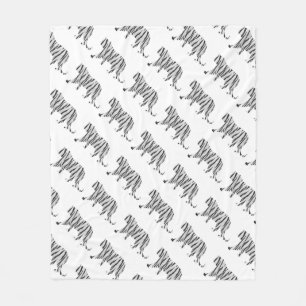 Silhouette Tiger Black en White Fleece Deken