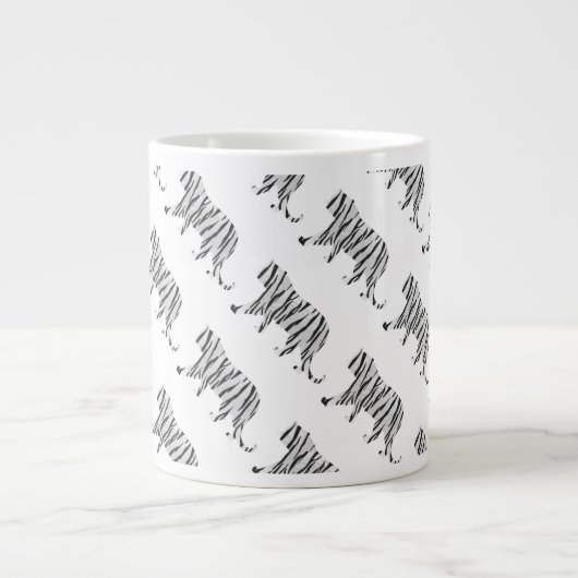 Silhouette Tiger Black en White Grote Koffiekop (Voorkant)