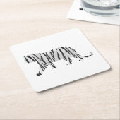 Silhouette Tiger Black en White Kartonnen Onderzetters (Schuin)