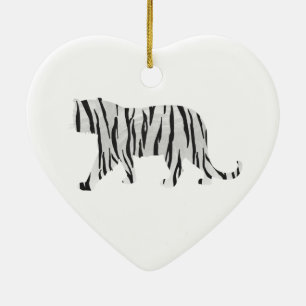 Silhouette Tiger Black en White Keramisch Ornament