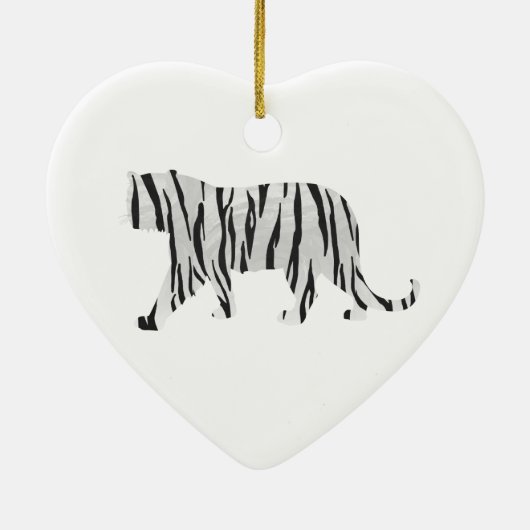 Silhouette Tiger Black en White Keramisch Ornament (Achterkant)