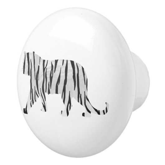 Silhouette Tiger Black en White Keramische Knop (Rechts)