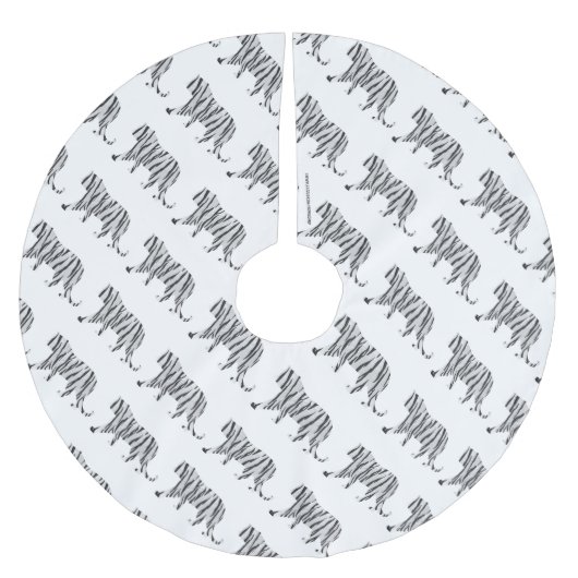 Silhouette Tiger Black en White Kerstboom Rok (Voorkant)