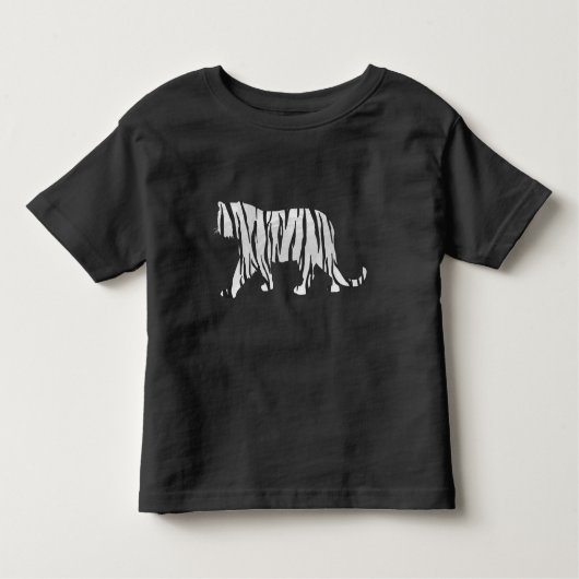 Silhouette Tiger Black en White Kinder Shirts (Voorkant)