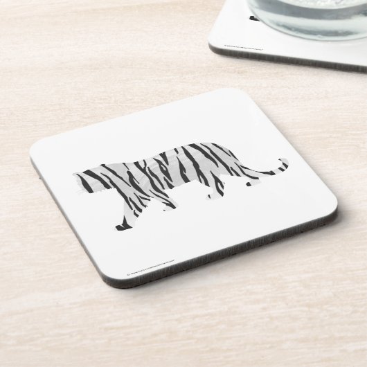 Silhouette Tiger Black en White Onderzetter (Linkerzijde)